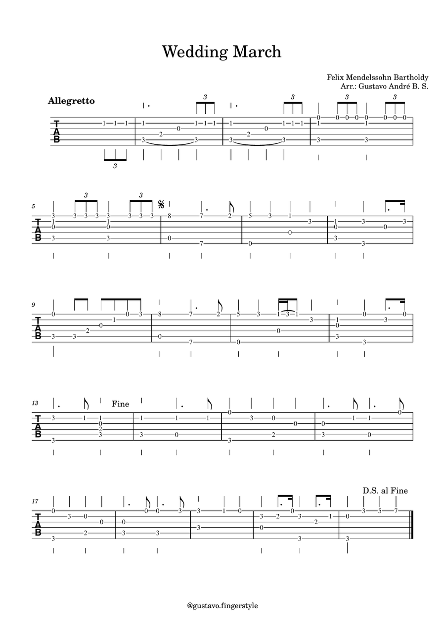 Wedding March Wedding March Acoustic Guitar scores gallery preview page 1