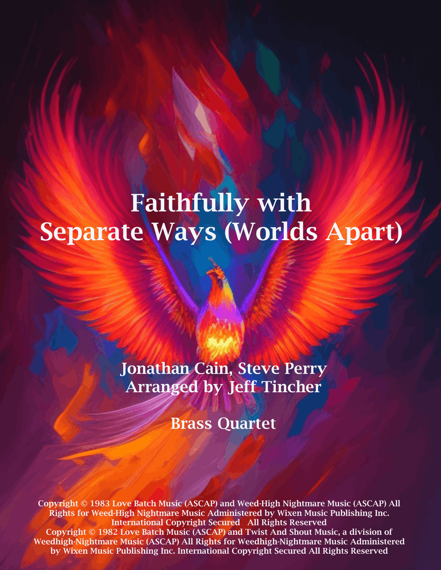 Medley: Faithfully with Separate Ways (Worlds Apart) Brass Quartet scores gallery preview page 1