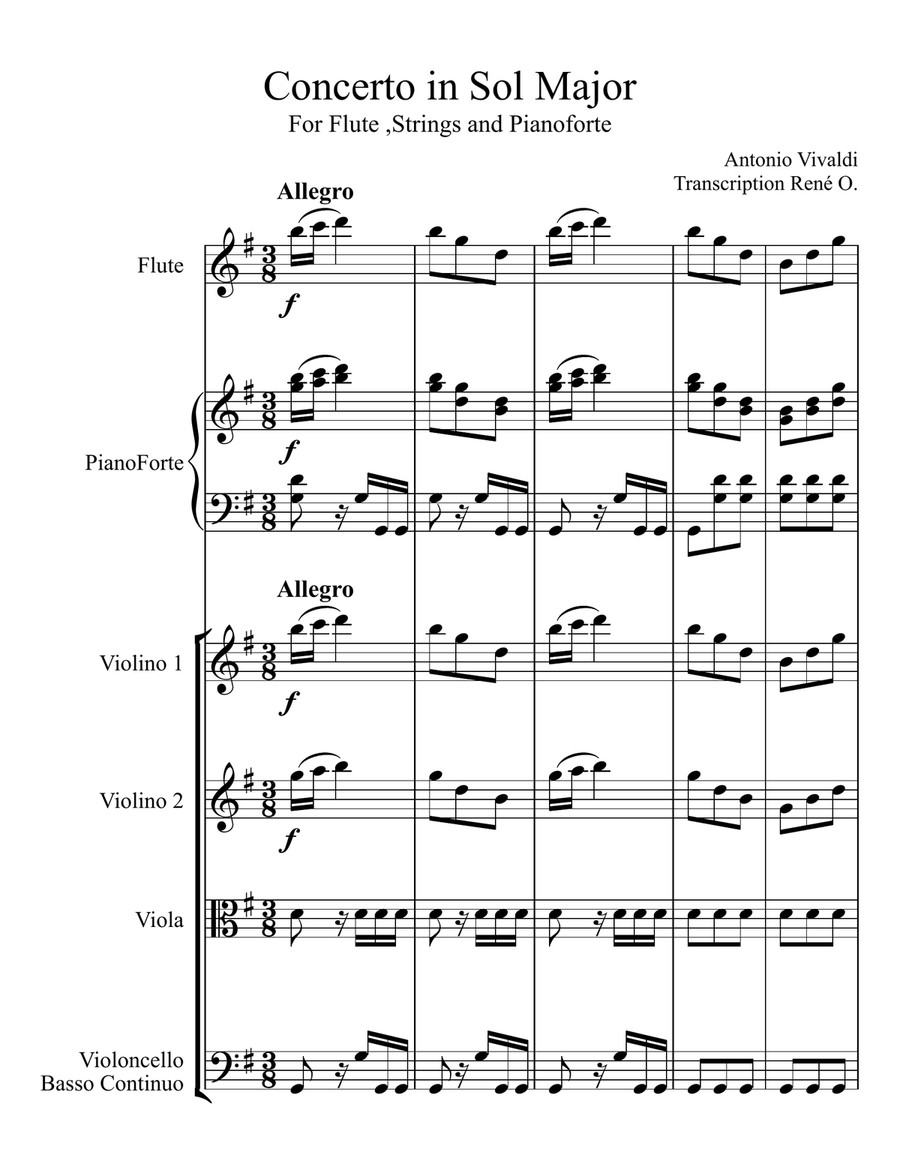 Concerto in G Major for Flute Full Orchestra scores gallery preview page 1