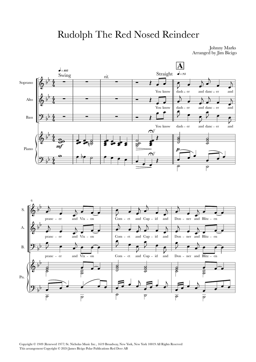 Rudolph The Red-Nosed Reindeer 3-Part scores gallery preview page 1