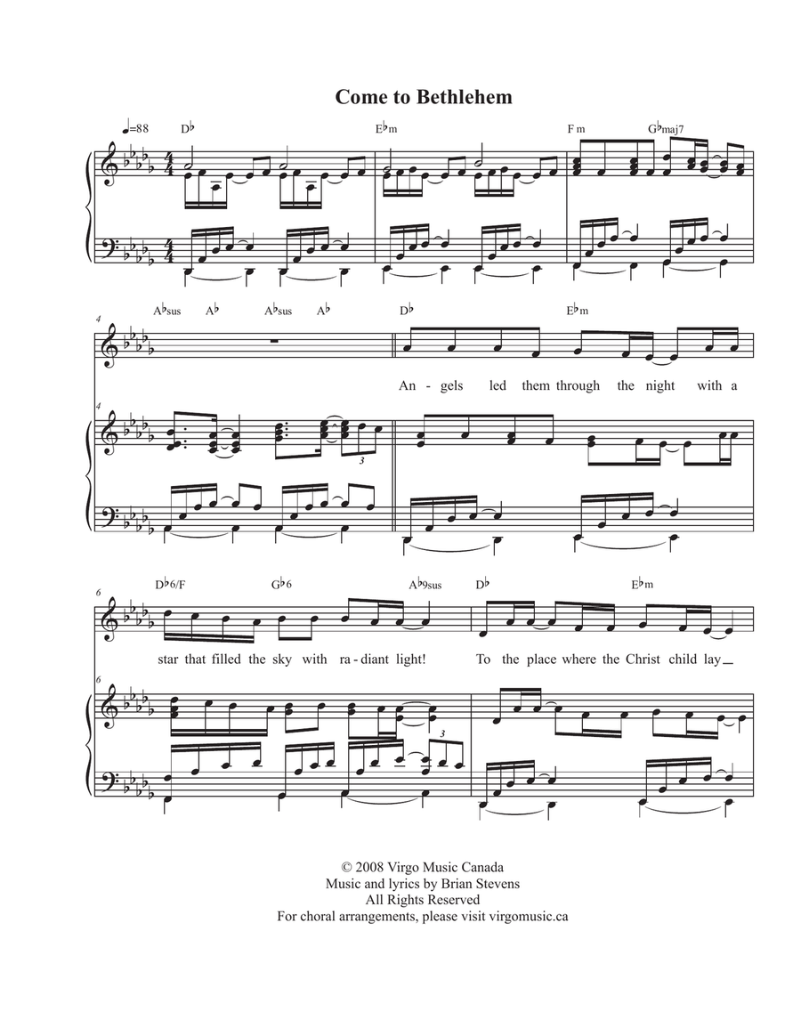 Come to Bethlehem Come to Bethlehem Piano, Vocal scores gallery preview page 1
