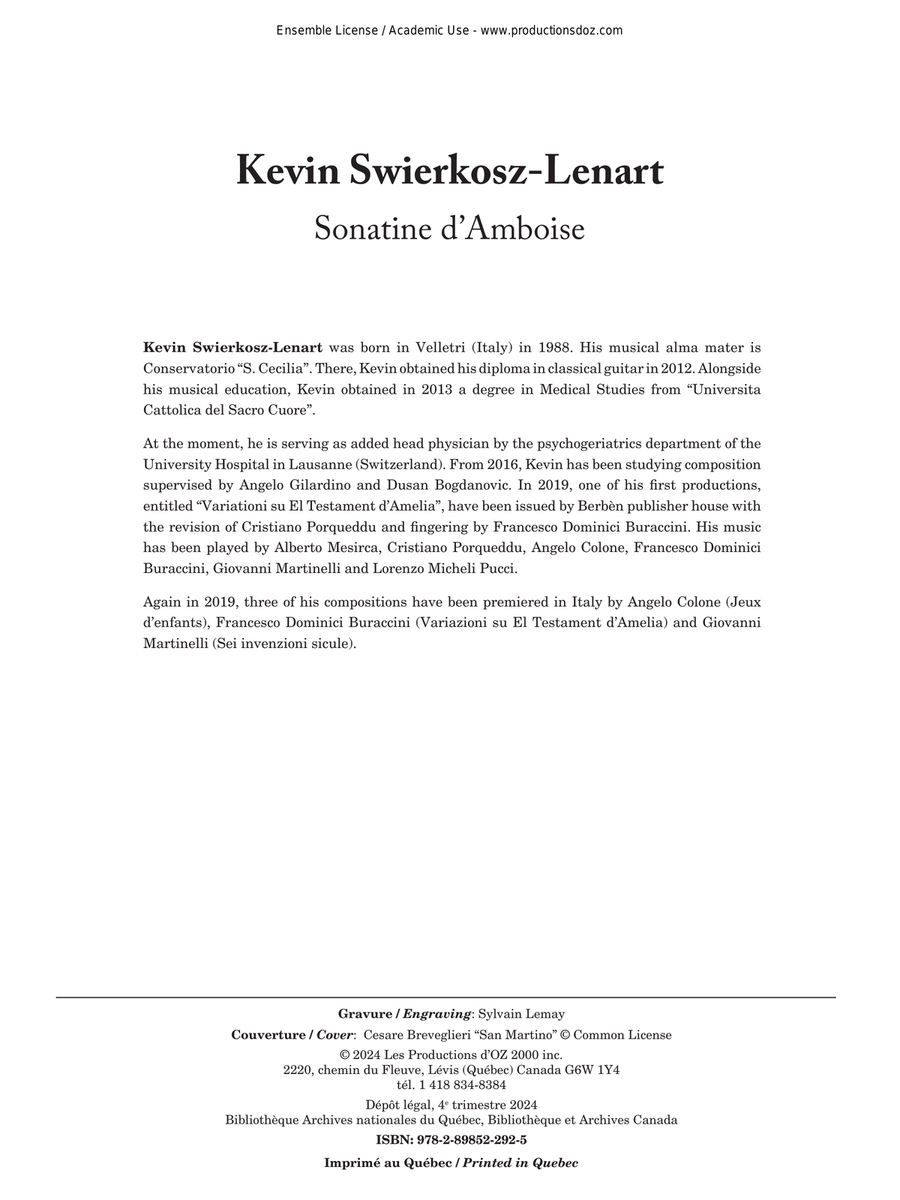Sonatine d’Amboise Classical Guitar scores gallery preview page 1