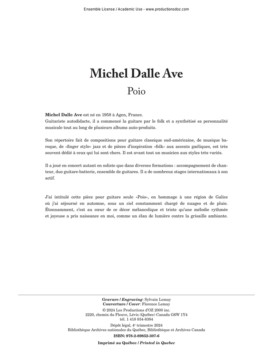 Poio Poio Classical Guitar scores gallery preview page 1