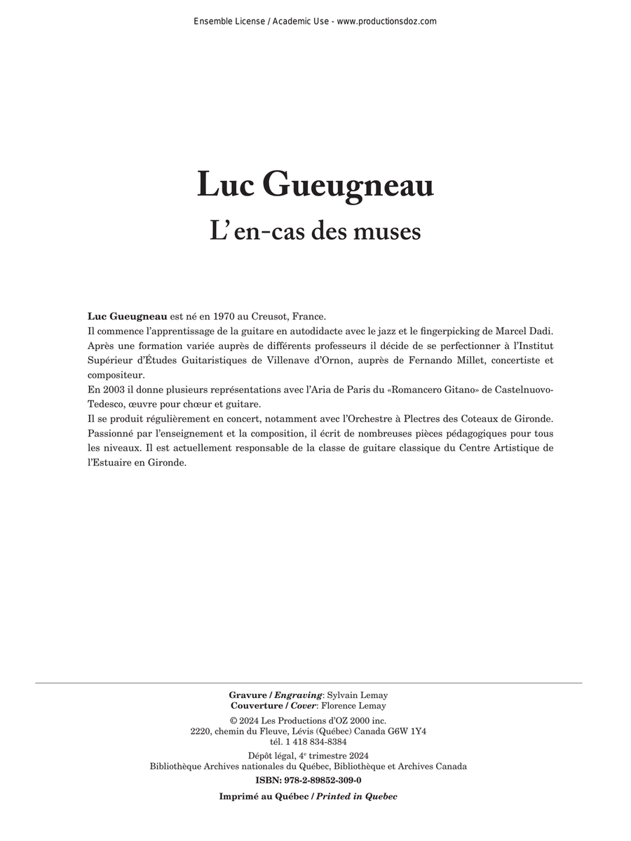 L'en-cas des muses L'en-cas des muses Classical Guitar scores gallery preview page 1