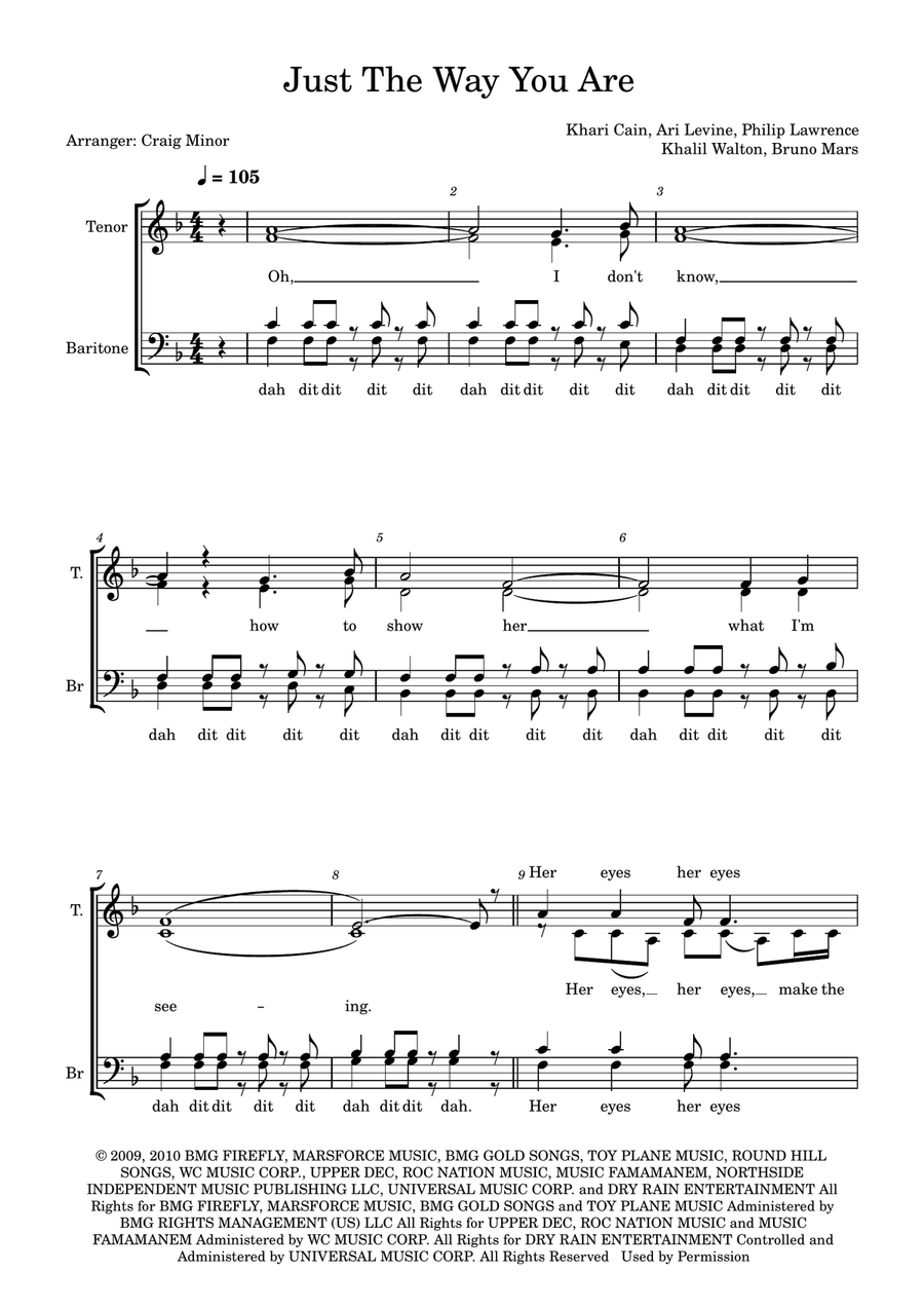 Just The Way You Are Just The Way You Are A Cappella scores gallery preview page 1