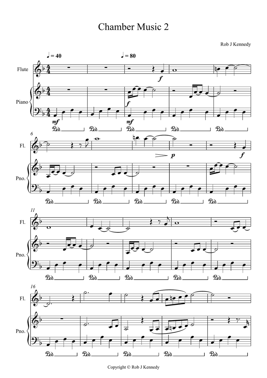 Five Short Chamber Works for Piano and Flute No.2 Flute Duet scores gallery preview page 1