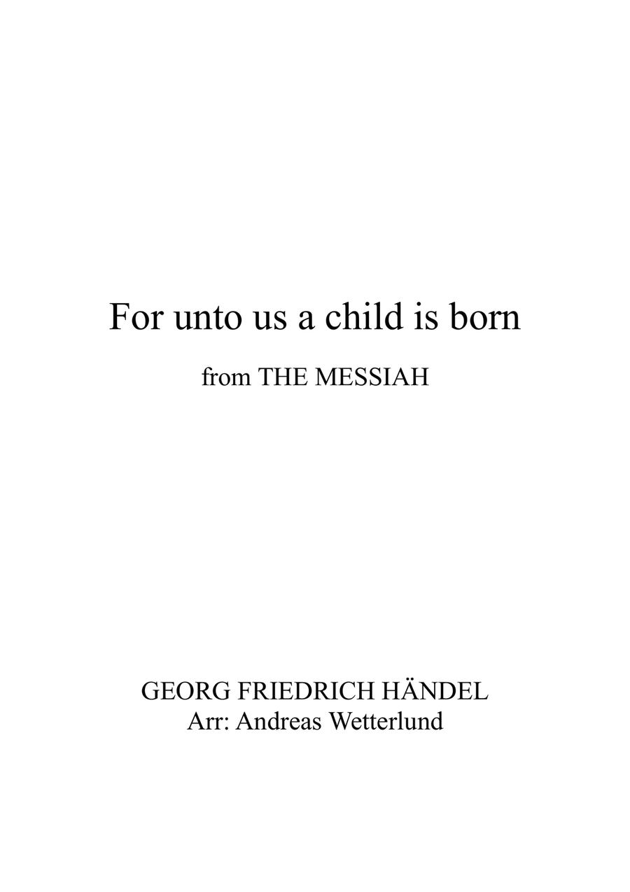 For unto us a child is born from The Messiah Brass Band scores gallery preview page 1