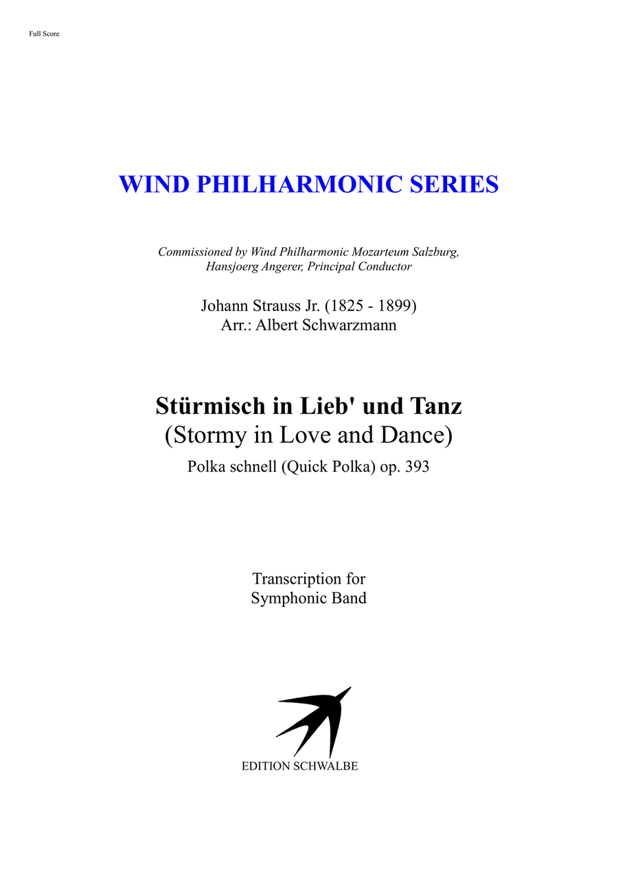 Stürmisch in Lieb' und Tanz (Stormy in Love and Dance), Polka schnell (Quick Polka) op. 393 Concert Band scores gallery preview page 1
