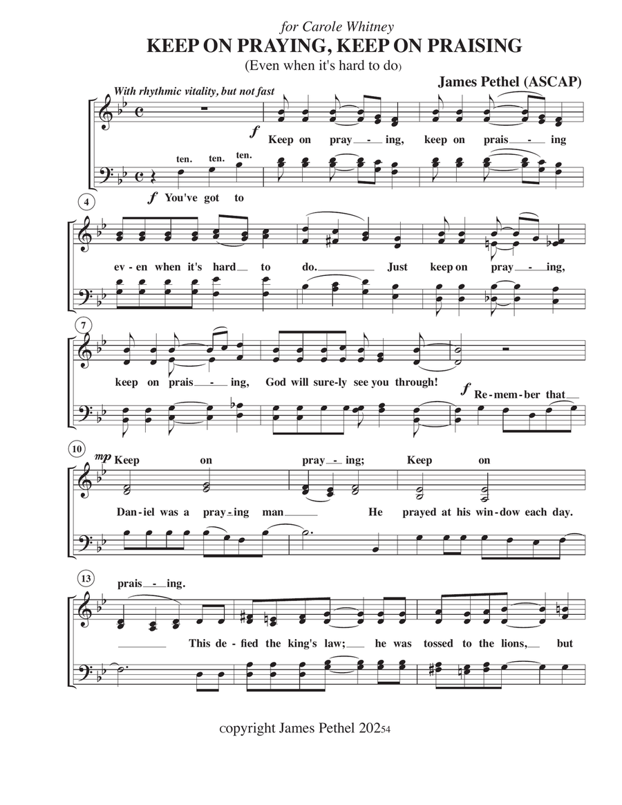 Kep On Praying , Keep on Praising 4-Part scores gallery preview page 1
