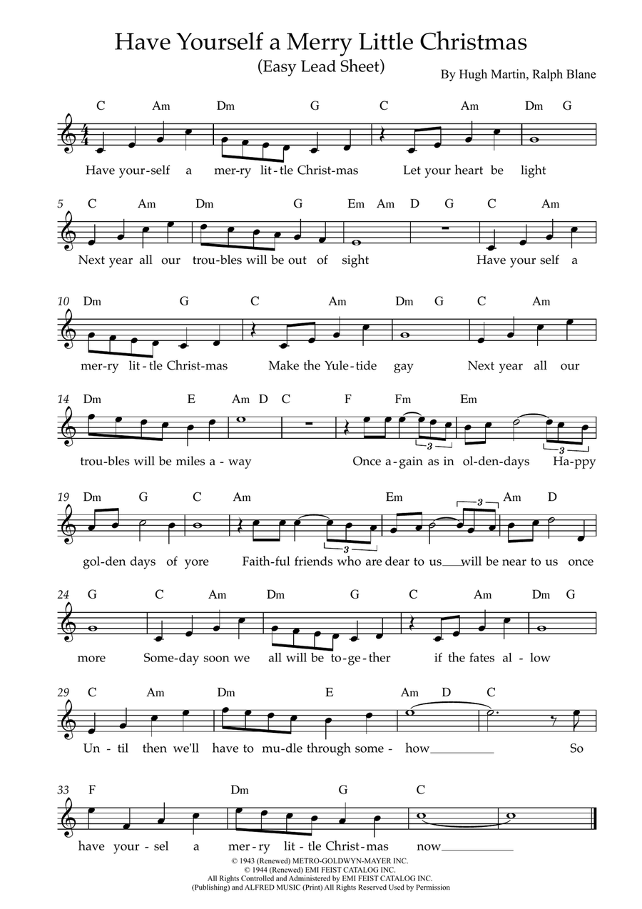 Angels We Have Heard on High - Easy lead sheet (C Major) Piano scores gallery preview page 1
