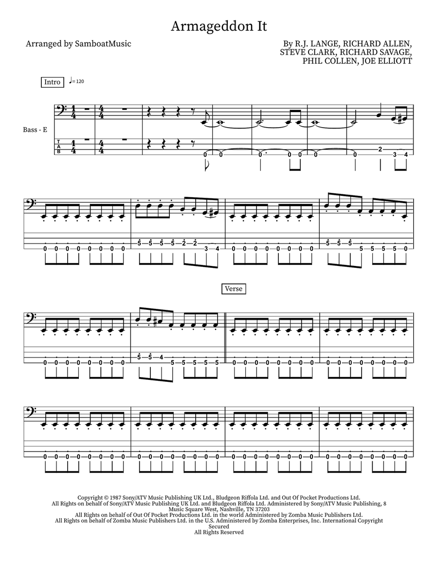 Armageddon It Armageddon It Bass Guitar scores gallery preview page 1