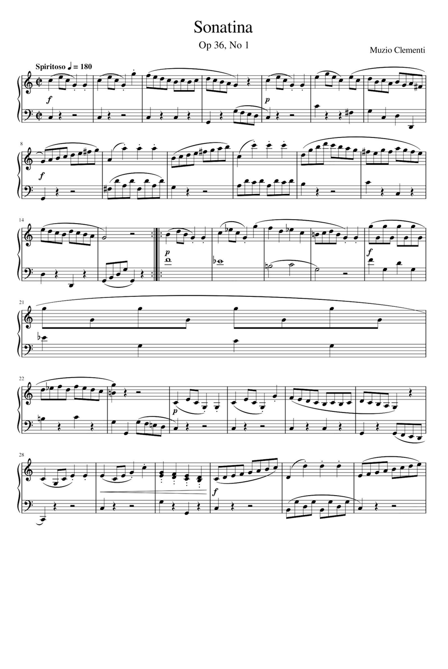 Sonatina No.1. Op.36-Muzio Clementi Piano Solo scores gallery preview page 1