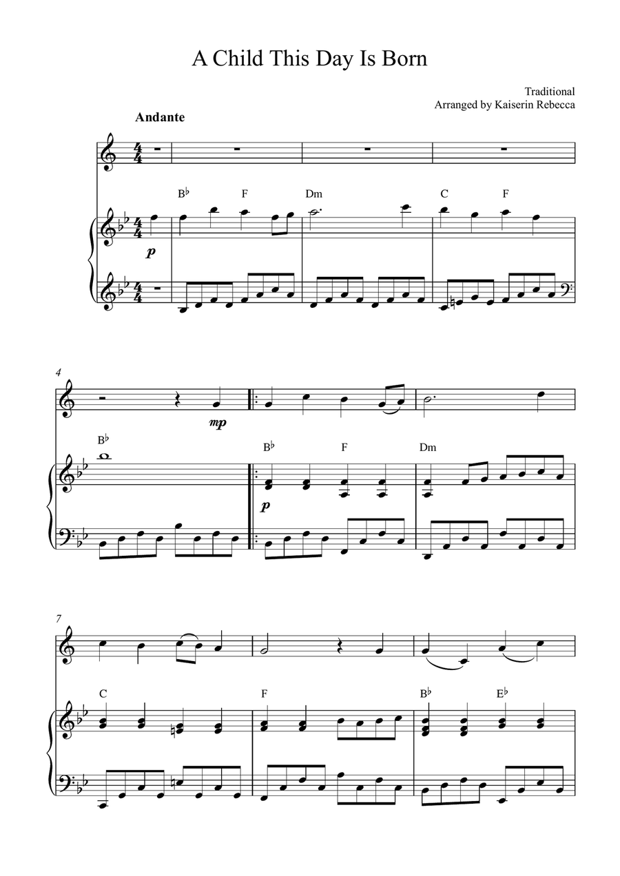 A Child This Day Is Born A Child This Day Is Born B-Flat Trumpet scores gallery preview page 1