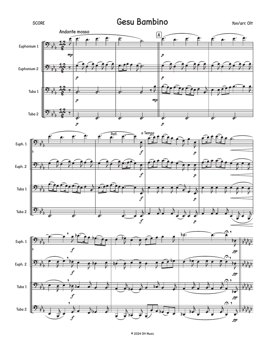 Gesu Bambino Gesu Bambino Brass Quartet scores gallery preview page 1