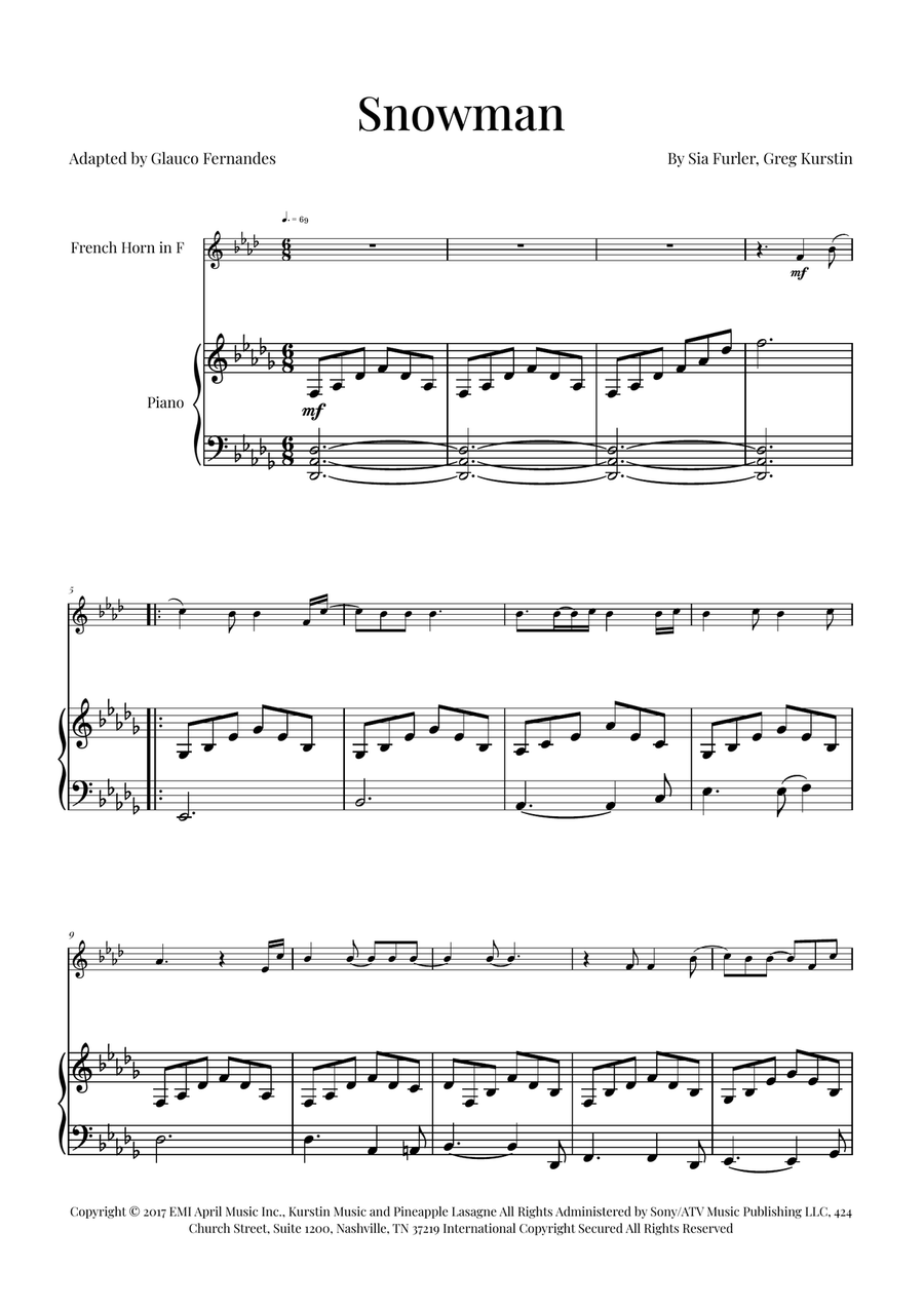 Snowman Piano scores gallery preview page 1