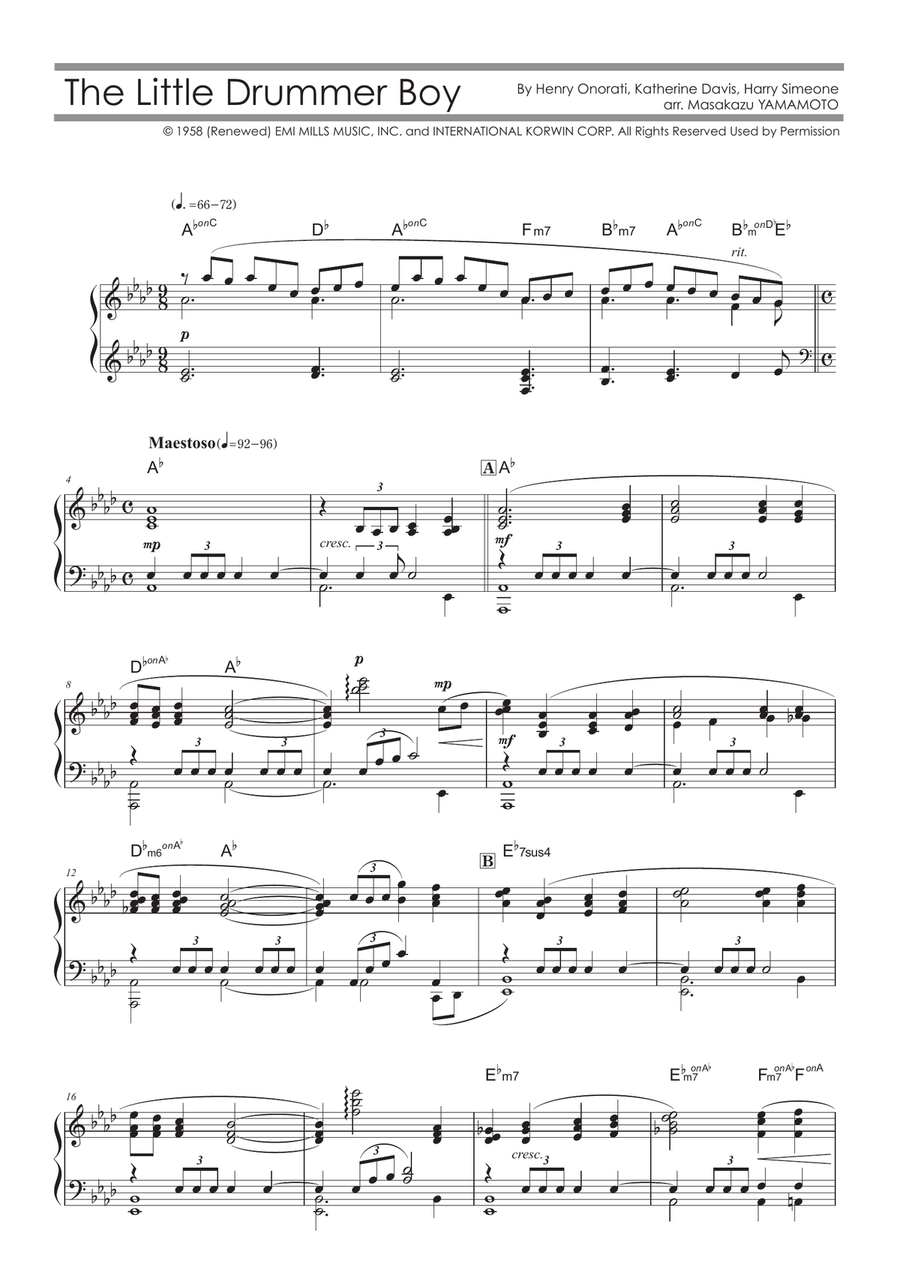 The Little Drummer Boy Piano Solo scores gallery preview page 1