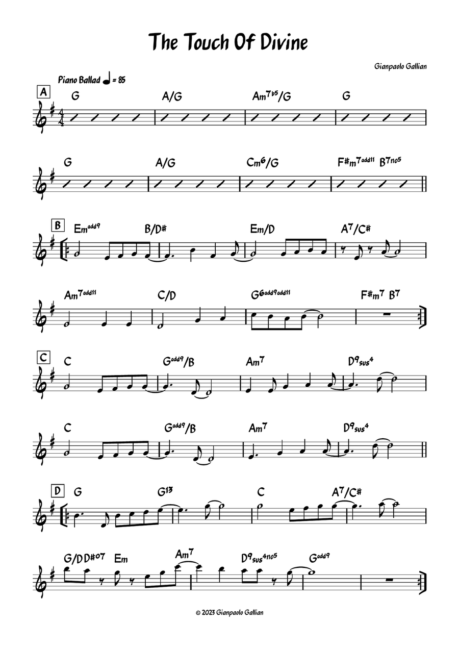 The Touch Of Divine The Touch Of Divine Piano scores gallery preview page 1