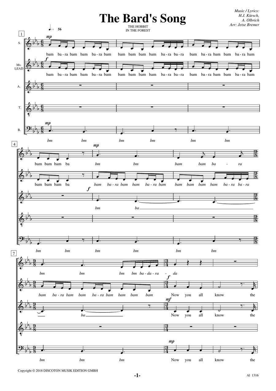 The Bard's Song The Bard's Song Choir scores gallery preview page 1