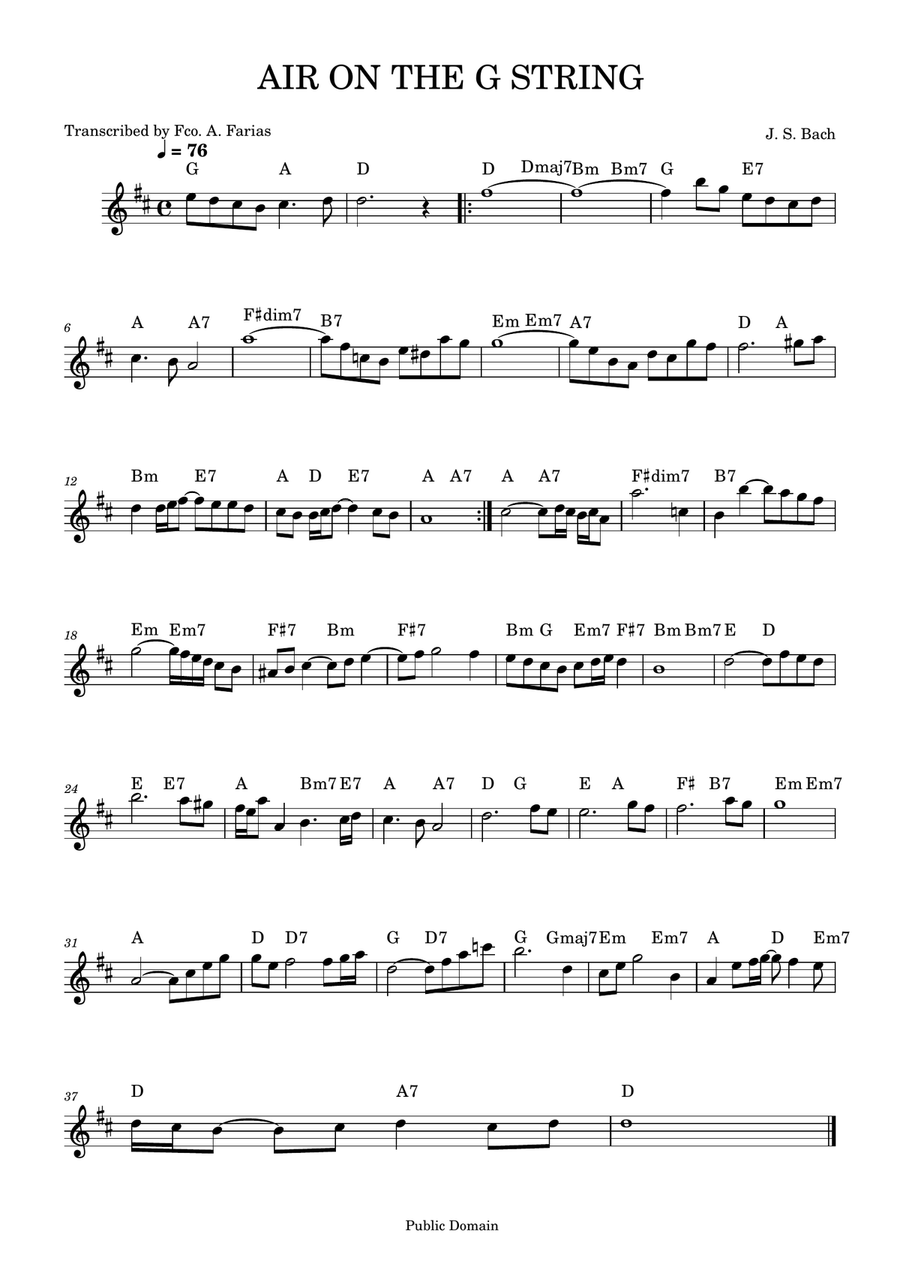 AIR ON THE G STRING AIR ON THE G STRING Easy Piano scores gallery preview page 1