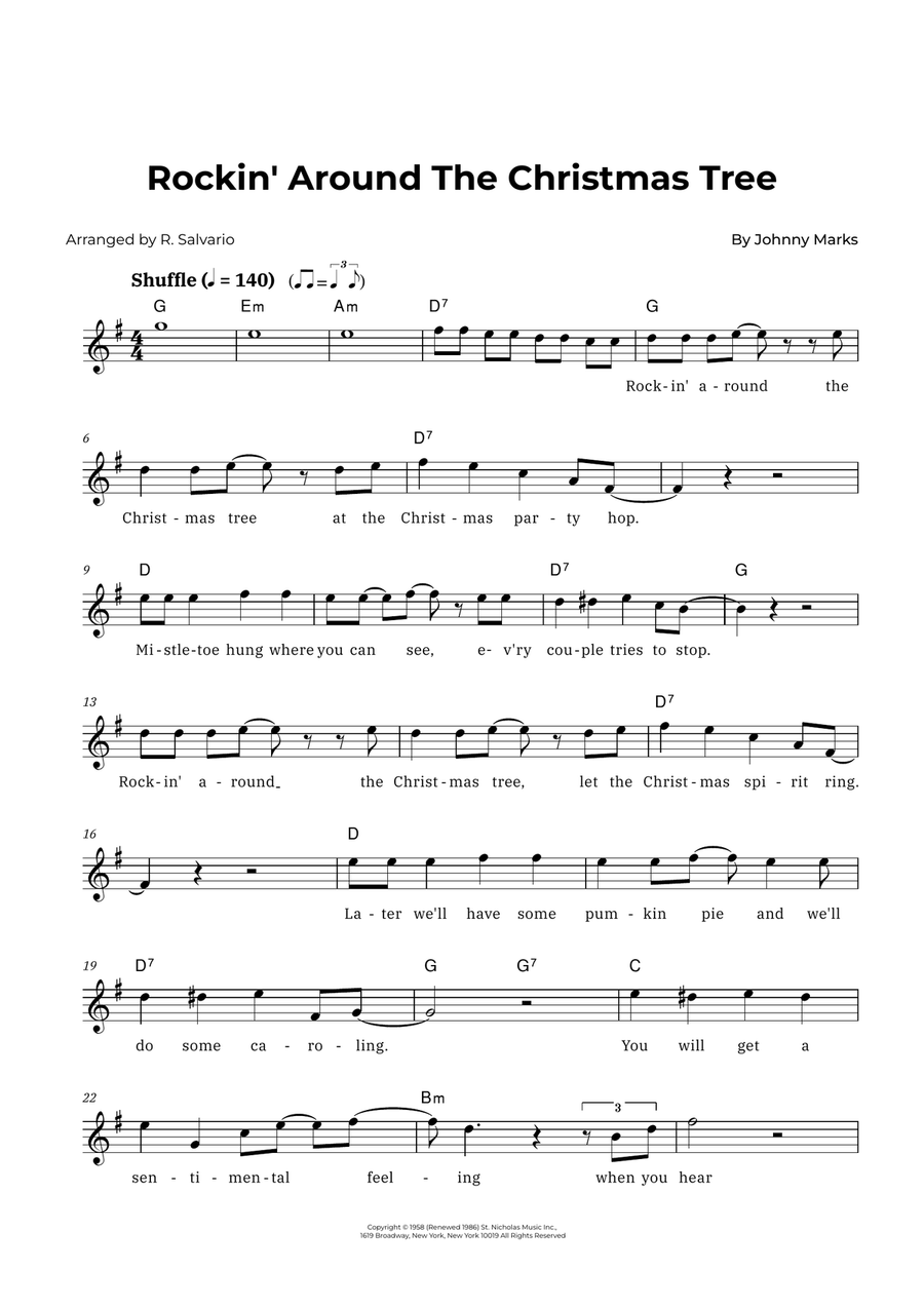 Rockin' Around The Christmas Tree Piano scores gallery preview page 1