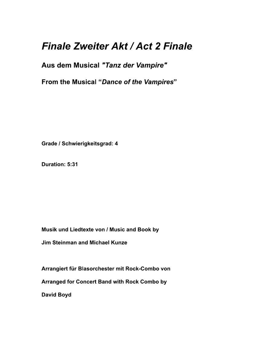 Der Tanz Der Vampire - Finale Zweiter Akt Concert Band scores gallery preview page 1