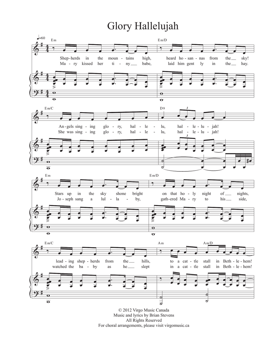 Glory Hallelujah Glory Hallelujah Piano, Vocal scores gallery preview page 1