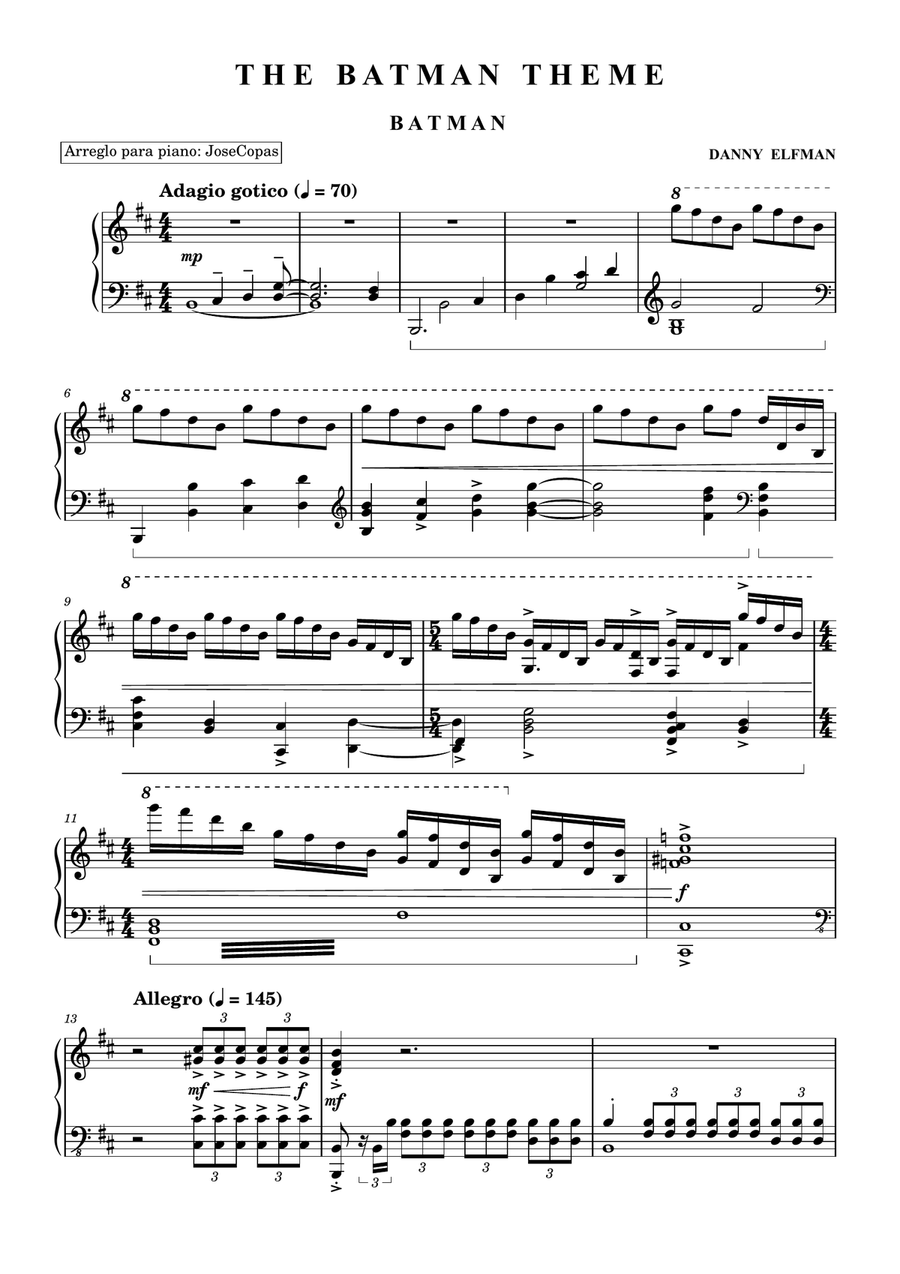 Finale - Batman Finale - Batman Piano Solo scores gallery preview page 1