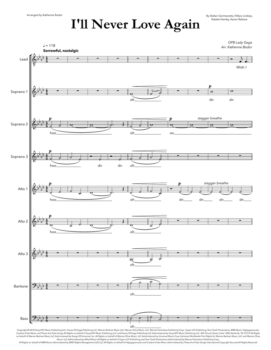 I'll Never Love Again I'll Never Love Again Divisi scores gallery preview page 1