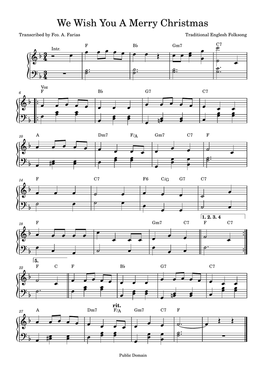 We Wish You A Merry Christmas Easy Piano scores gallery preview page 1