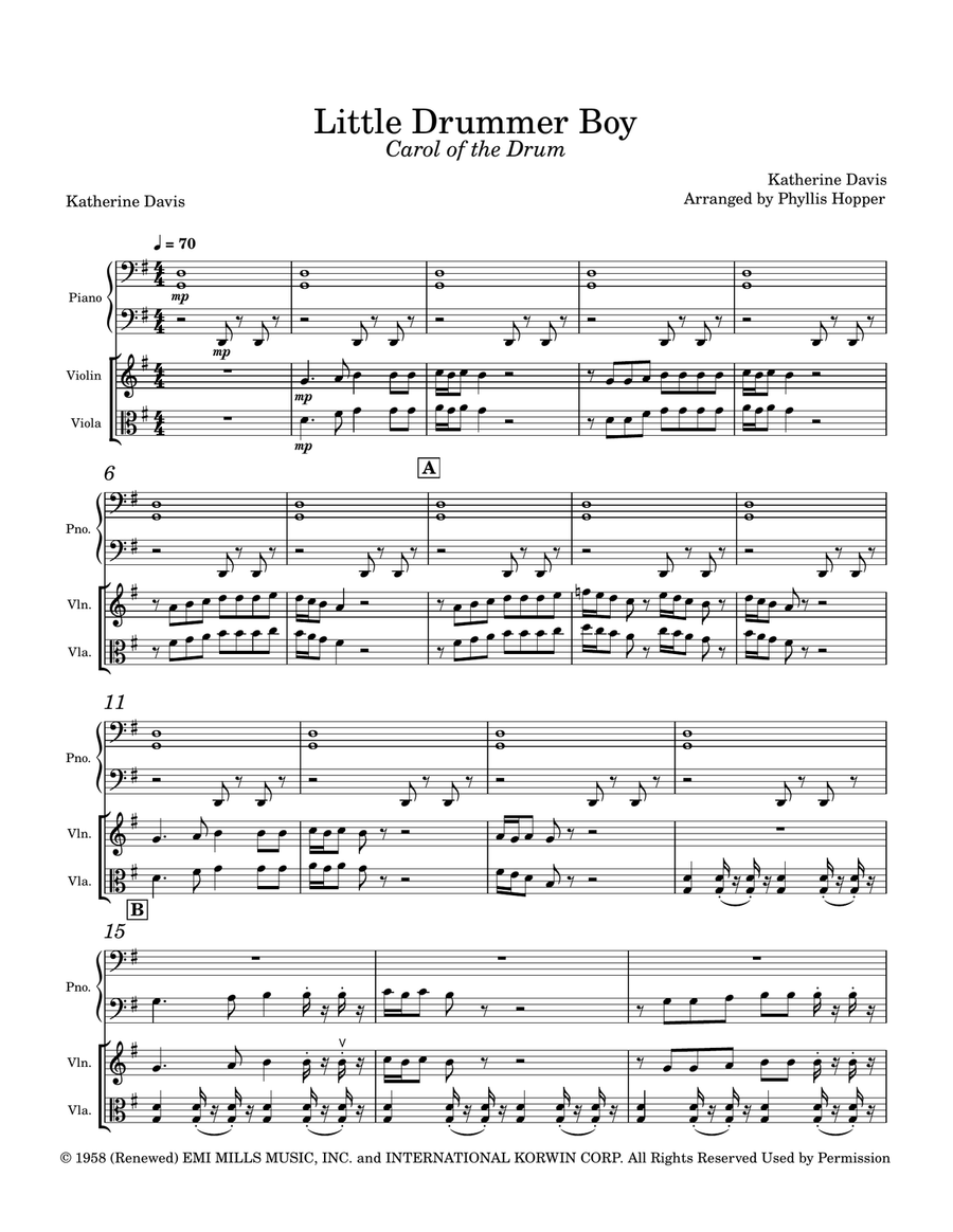 Carol Of The Drum Carol Of The Drum Piano Trio scores gallery preview page 1