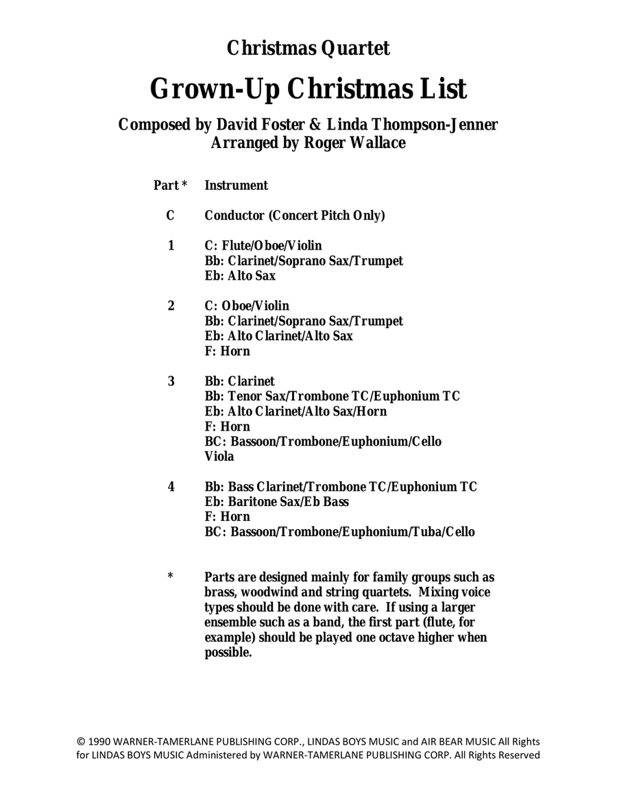 Grown-Up Christmas List Brass Quartet scores gallery preview page 1