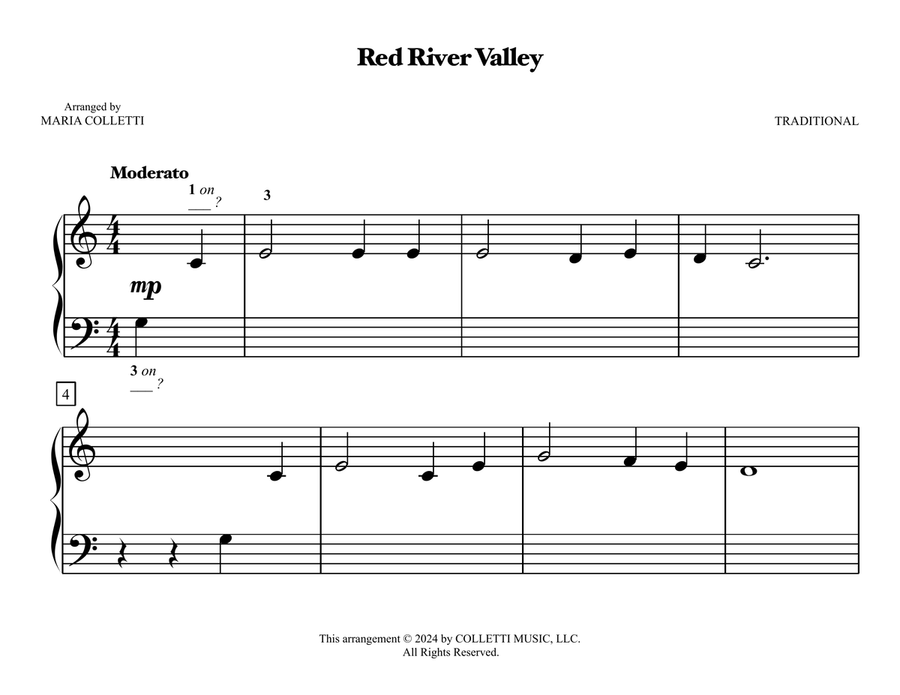 Red River Valley – Primer Level Piano Easy Piano scores gallery preview page 1