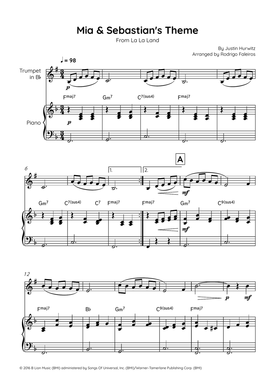 Mia & Sebastian's Theme Chamber Music scores gallery preview page 1