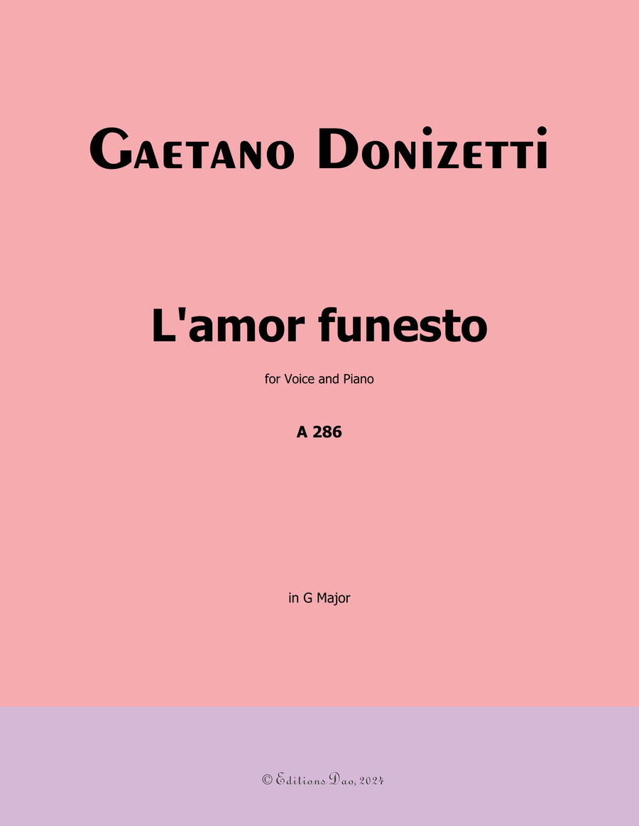 L'amor funesto, by Donizetti, in G Major Piano, Vocal scores gallery preview page 1