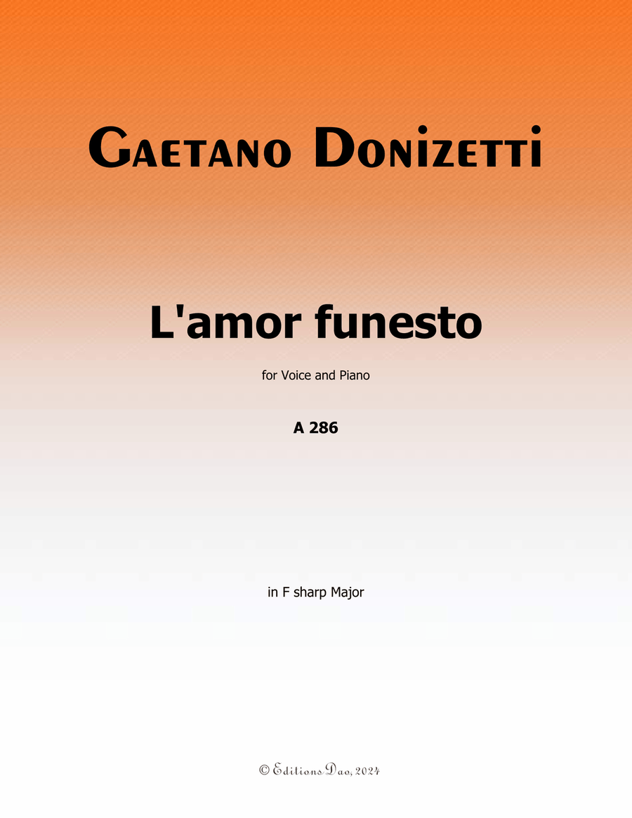 L'amor funesto, by Donizetti, in F sharp Major Piano, Vocal scores gallery preview page 1