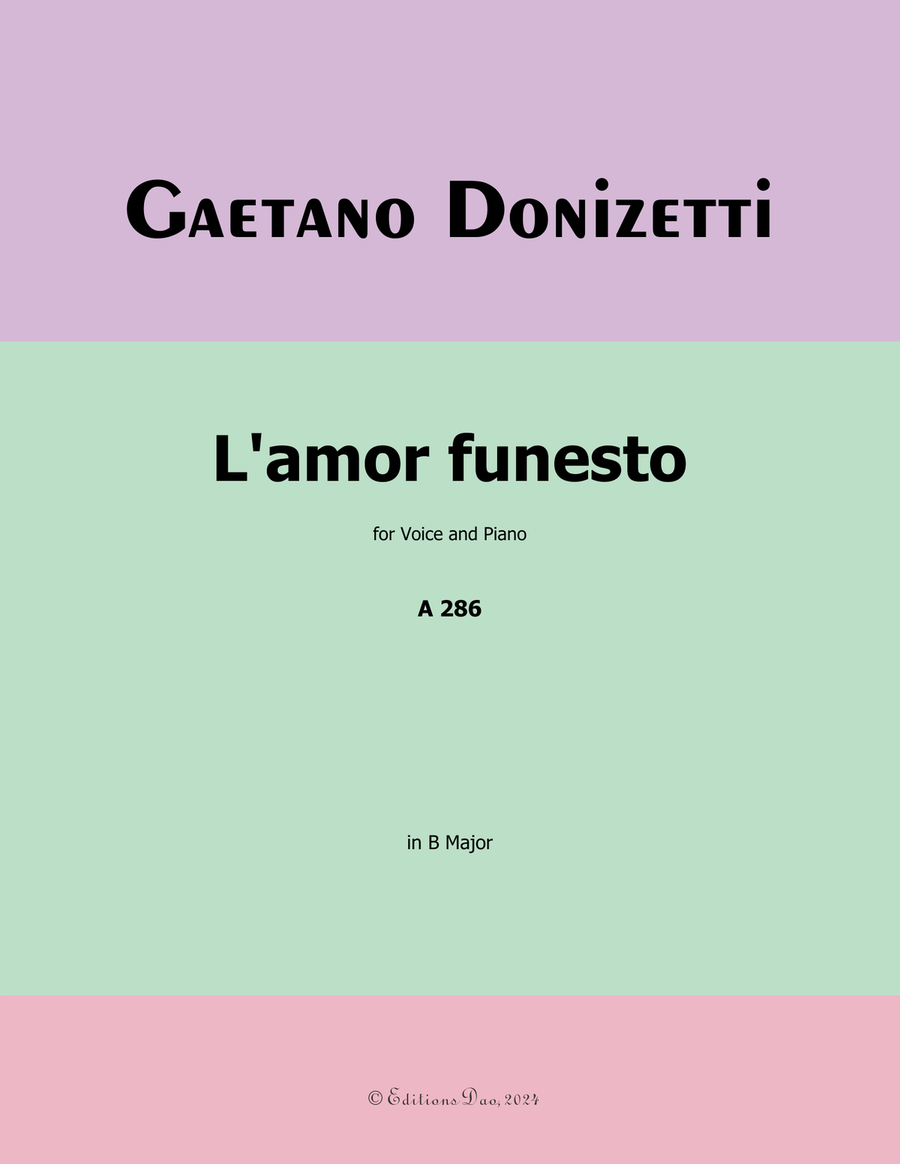 L'amor funesto, by Donizetti, in B Major Piano, Vocal scores gallery preview page 1