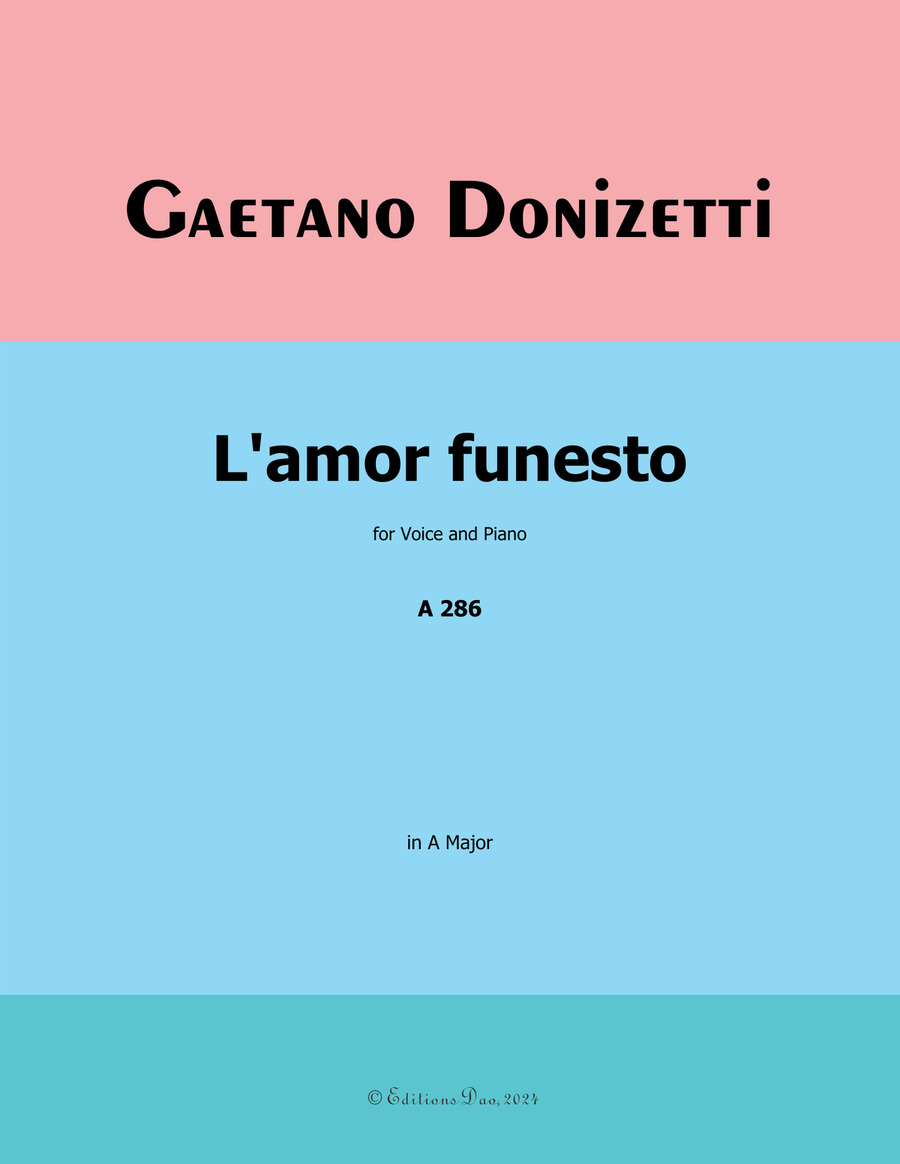 L'amor funesto, by Donizetti, in A Major Piano, Vocal scores gallery preview page 1