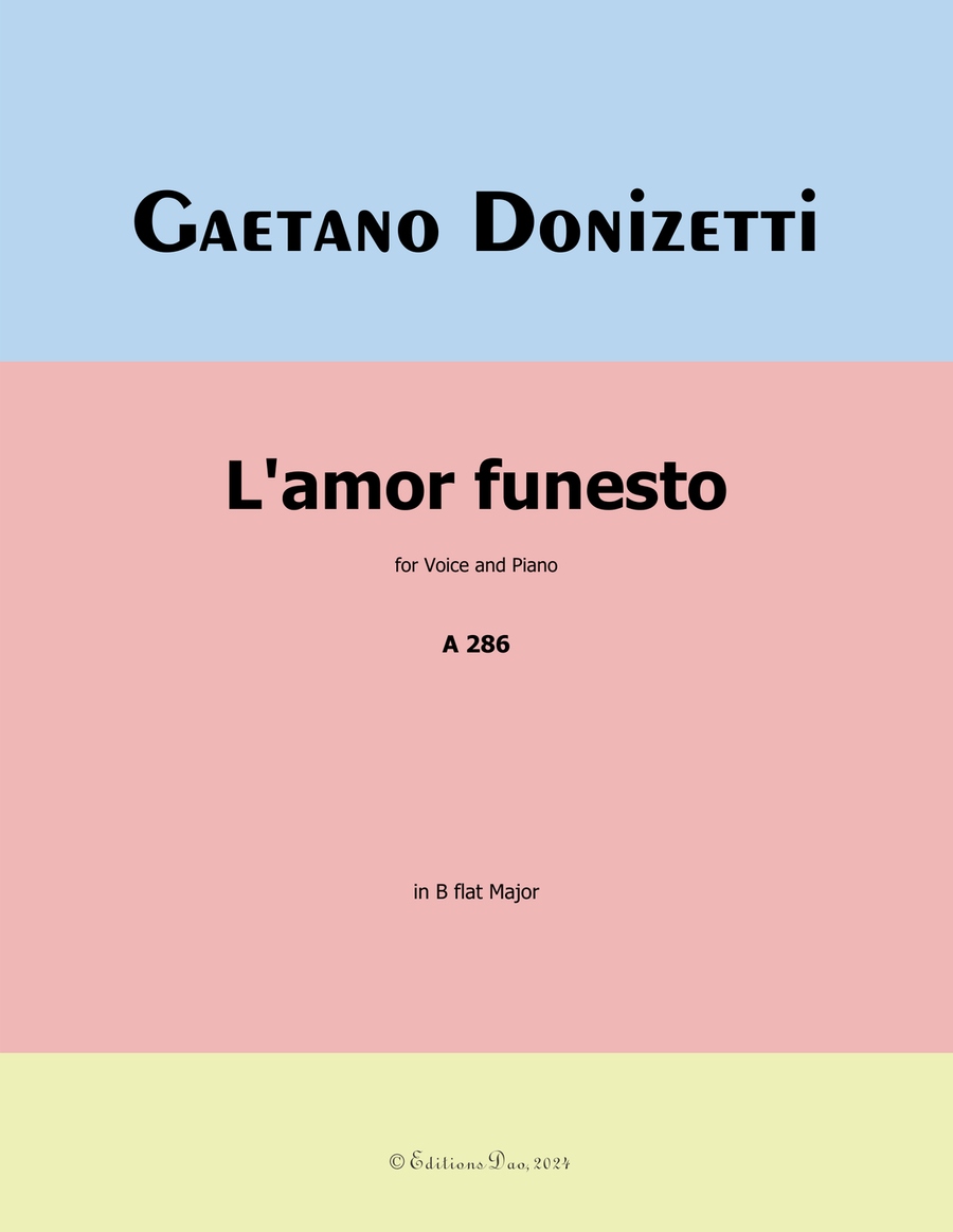 L'amor funesto, by Donizetti, in B flat Major Piano, Vocal scores gallery preview page 1