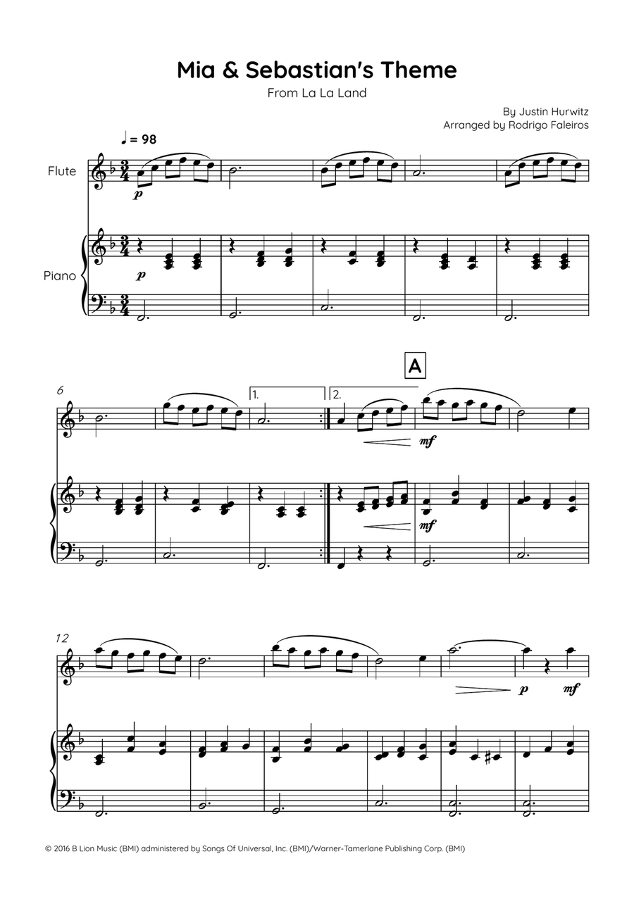 Mia & Sebastian's Theme Chamber Music scores gallery preview page 1