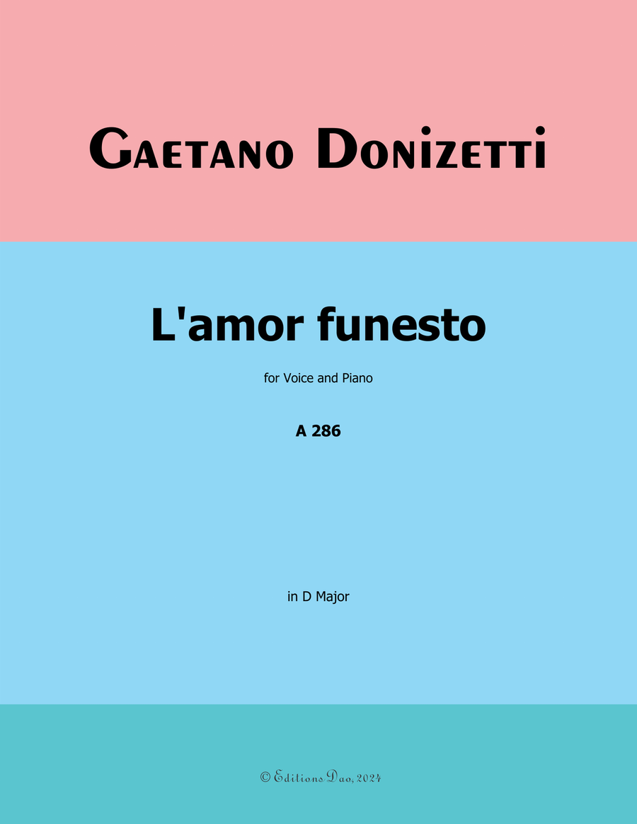 L'amor funesto, by Donizetti, in D Major Piano, Vocal scores gallery preview page 1