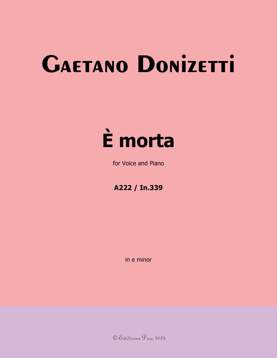 È morta, by Donizetti, in e minor Piano, Vocal scores gallery preview page 1