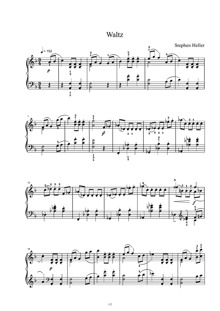 Waltz - Stephen Heller Waltz - Stephen Heller Piano Solo scores gallery preview page 1