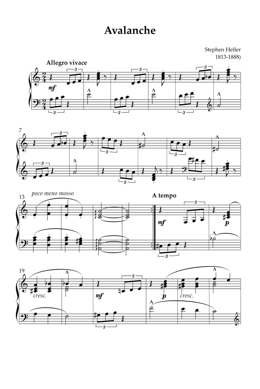 Avalanche - Stephen Heller Piano Solo scores gallery preview page 1