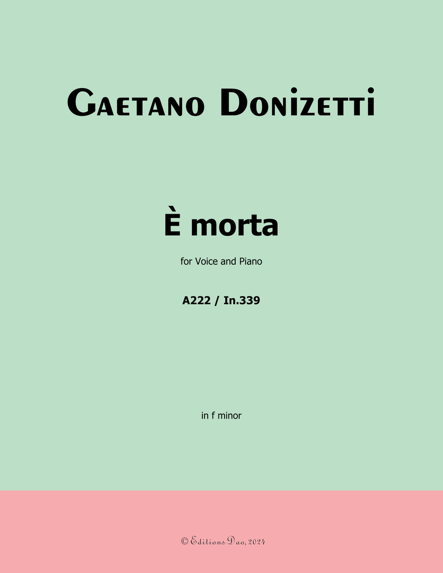 È morta, by Donizetti, in f minor Piano, Vocal scores gallery preview page 1