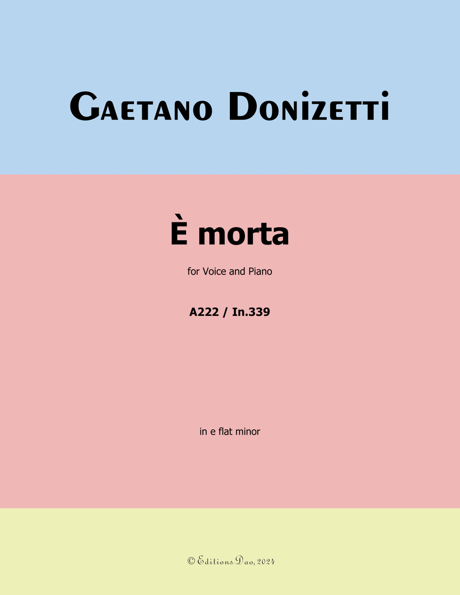 È morta, by Donizetti, in e flat minor Piano, Vocal scores gallery preview page 1
