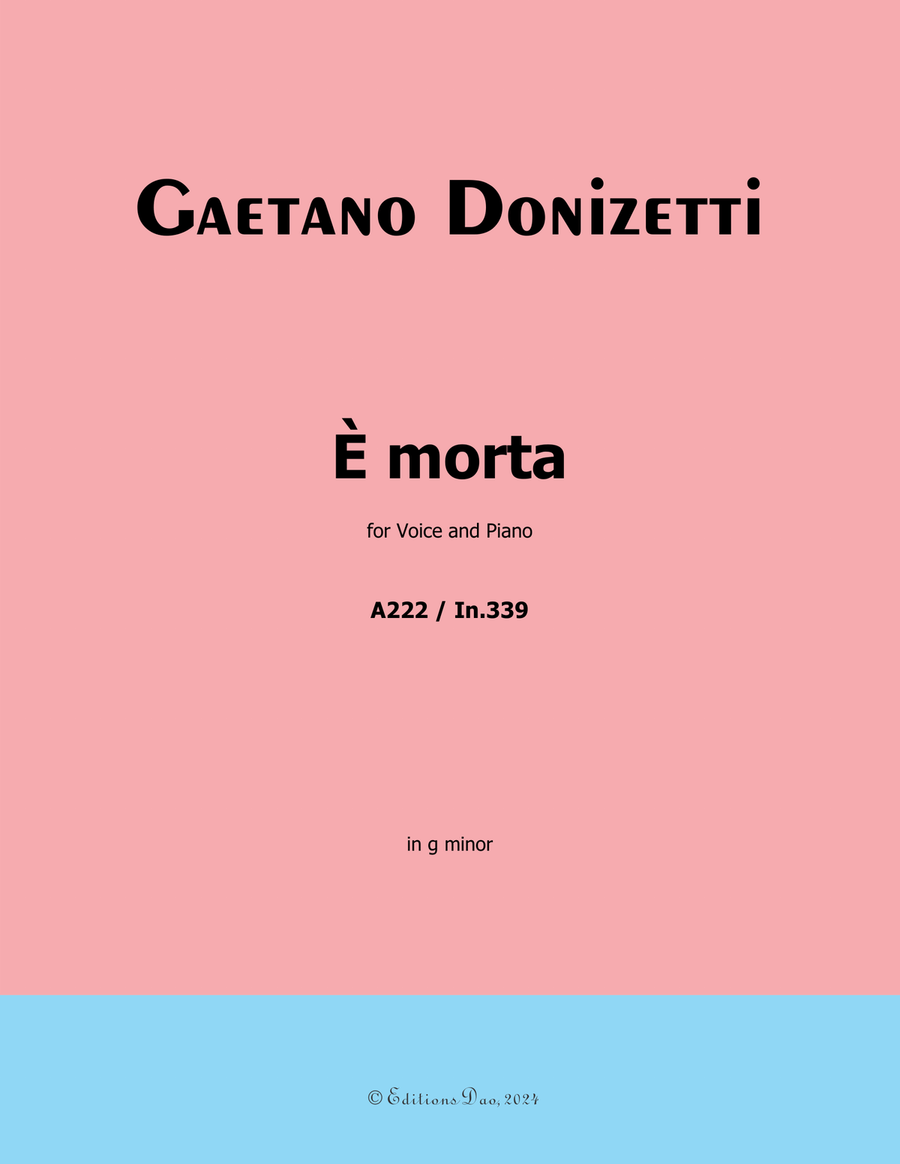 È morta, by Donizetti, in g minor Piano, Vocal scores gallery preview page 1