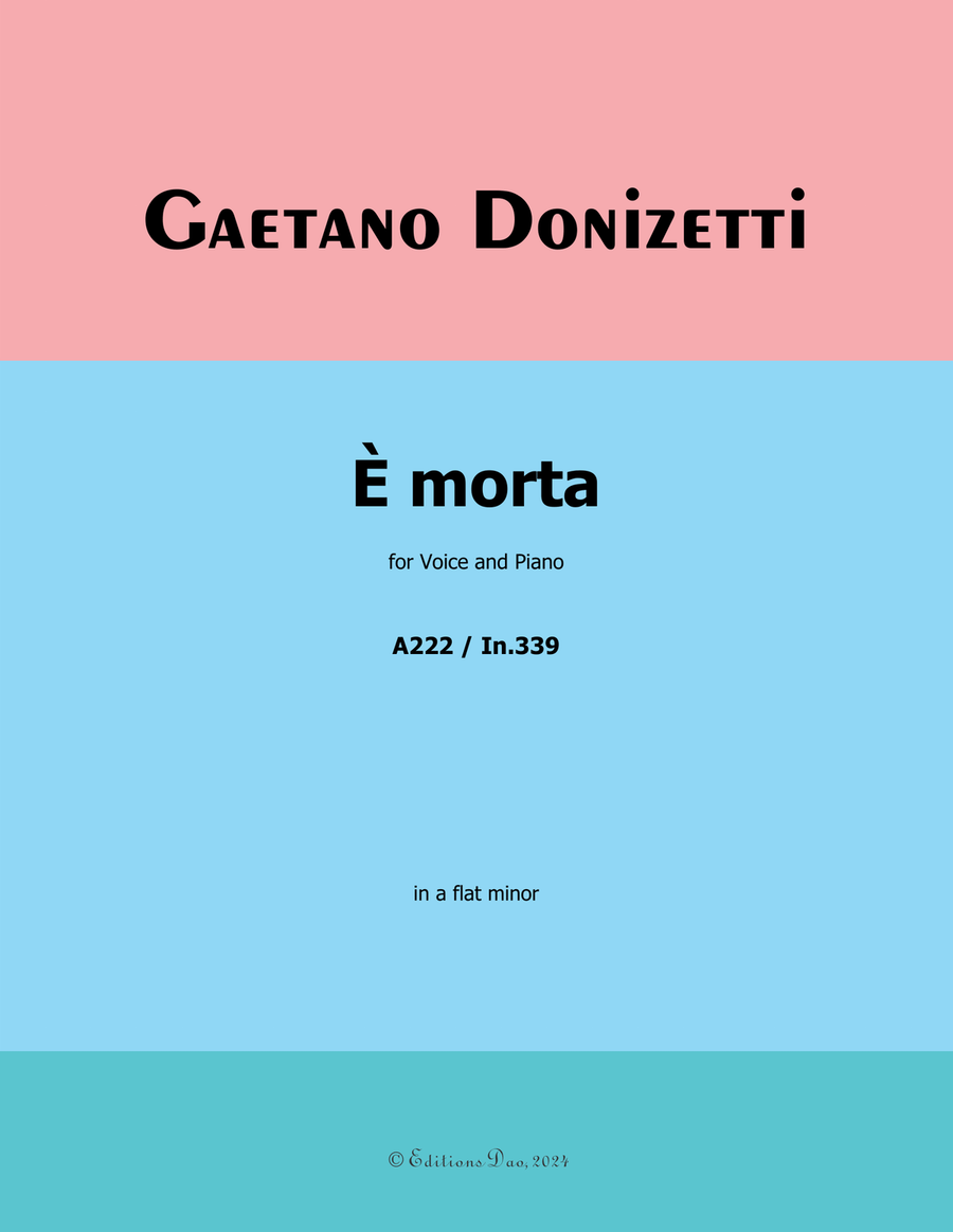 È morta, by Donizetti, in a flat minor Piano, Vocal scores gallery preview page 1