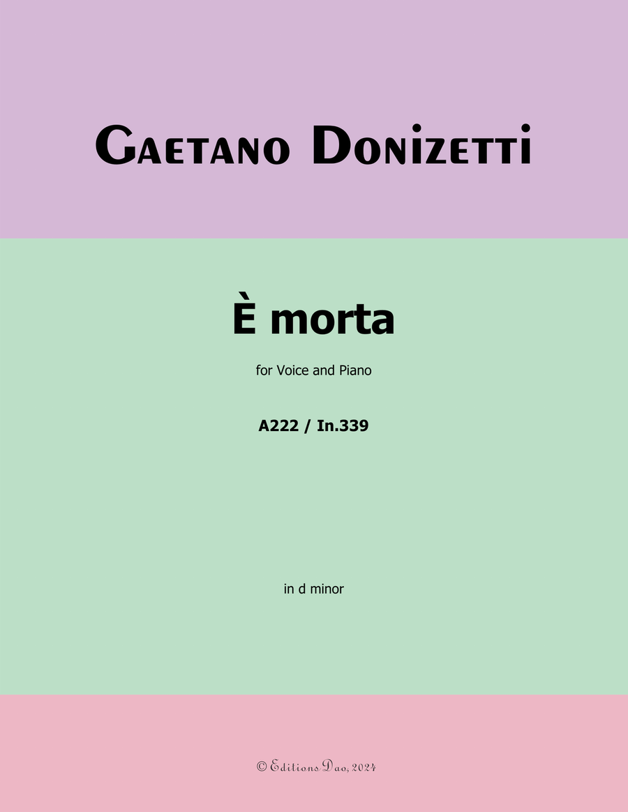È morta, by Donizetti, in d minor Piano, Vocal scores gallery preview page 1