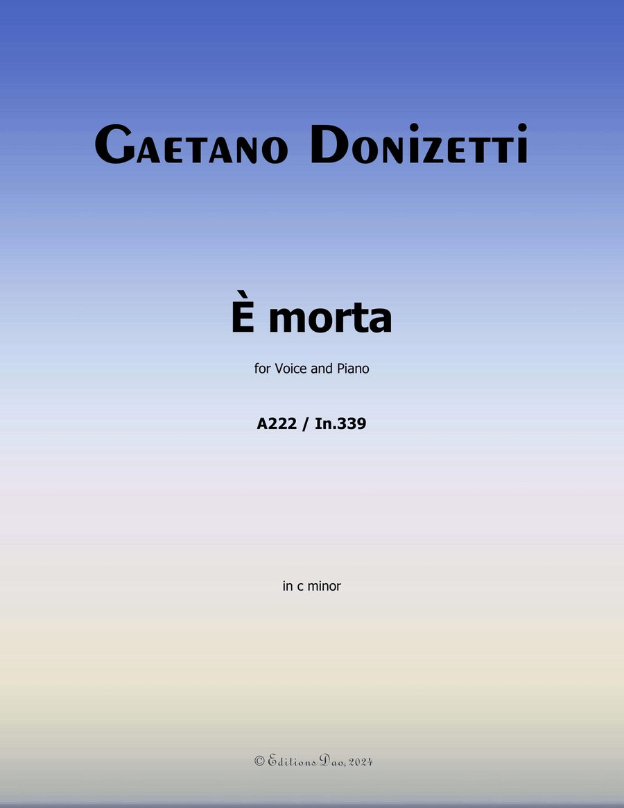 È morta, by Donizetti, in c minor Piano, Vocal scores gallery preview page 1