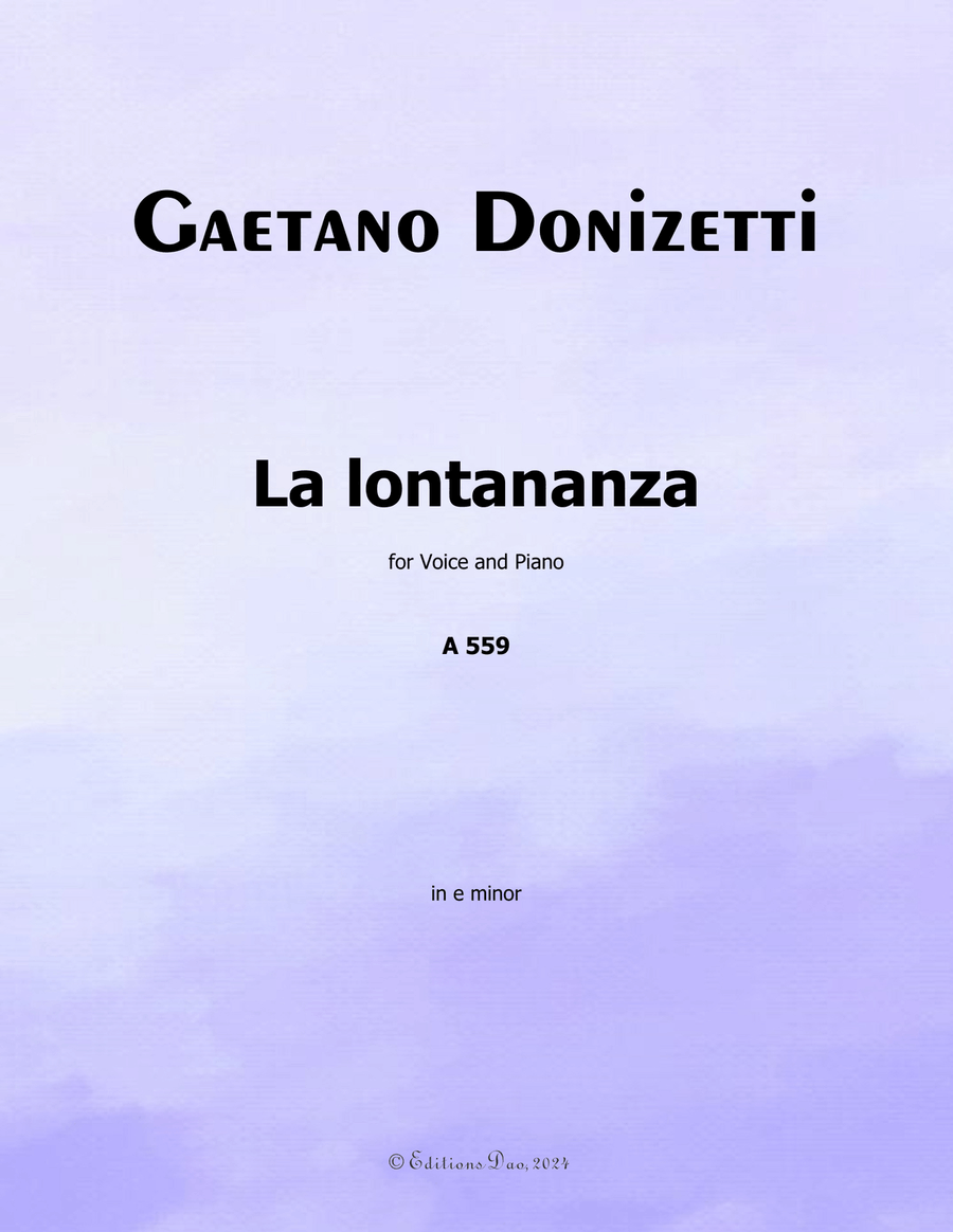 La lontananza, by Donizetti, A 559, in e minor Piano, Vocal scores gallery preview page 1